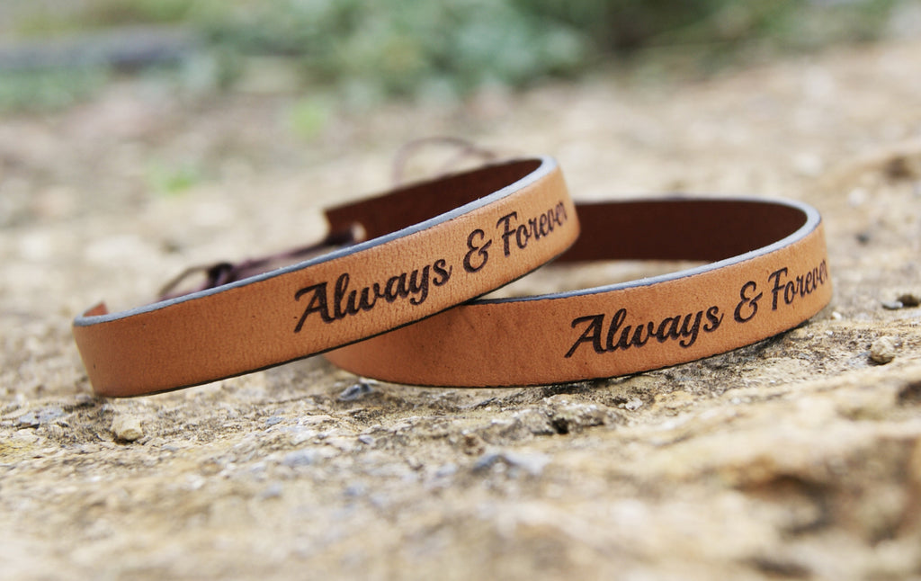 always and forever matching leather bracelets for couple