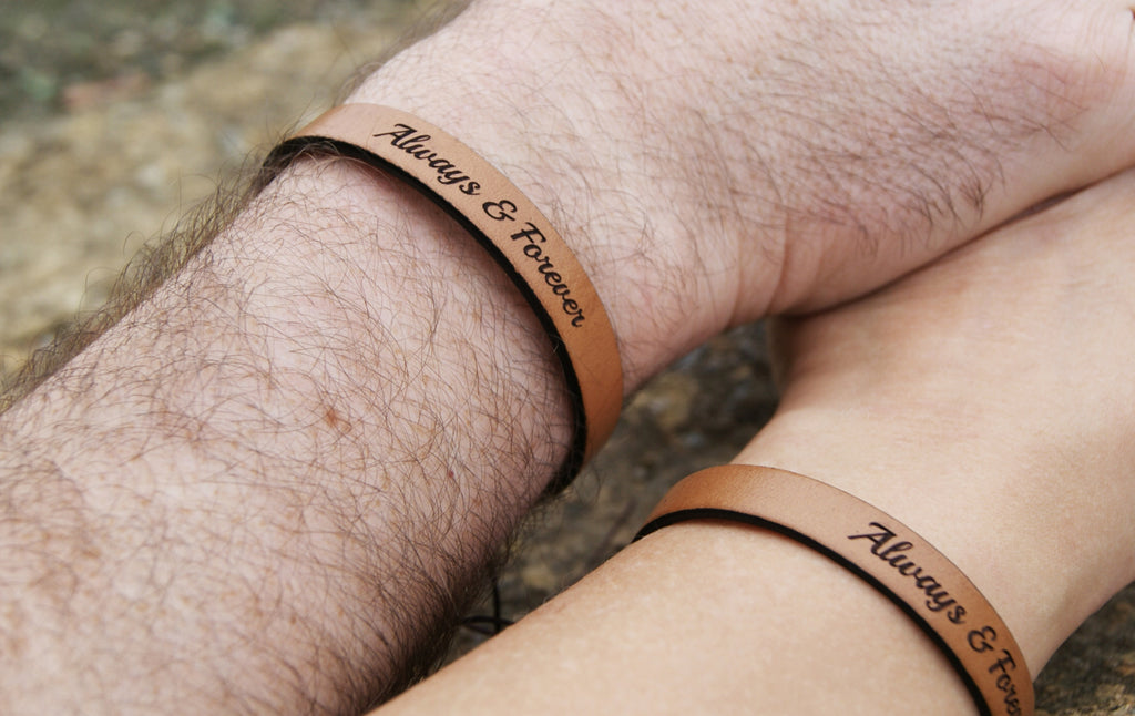always and forever matching leather bracelets for couple