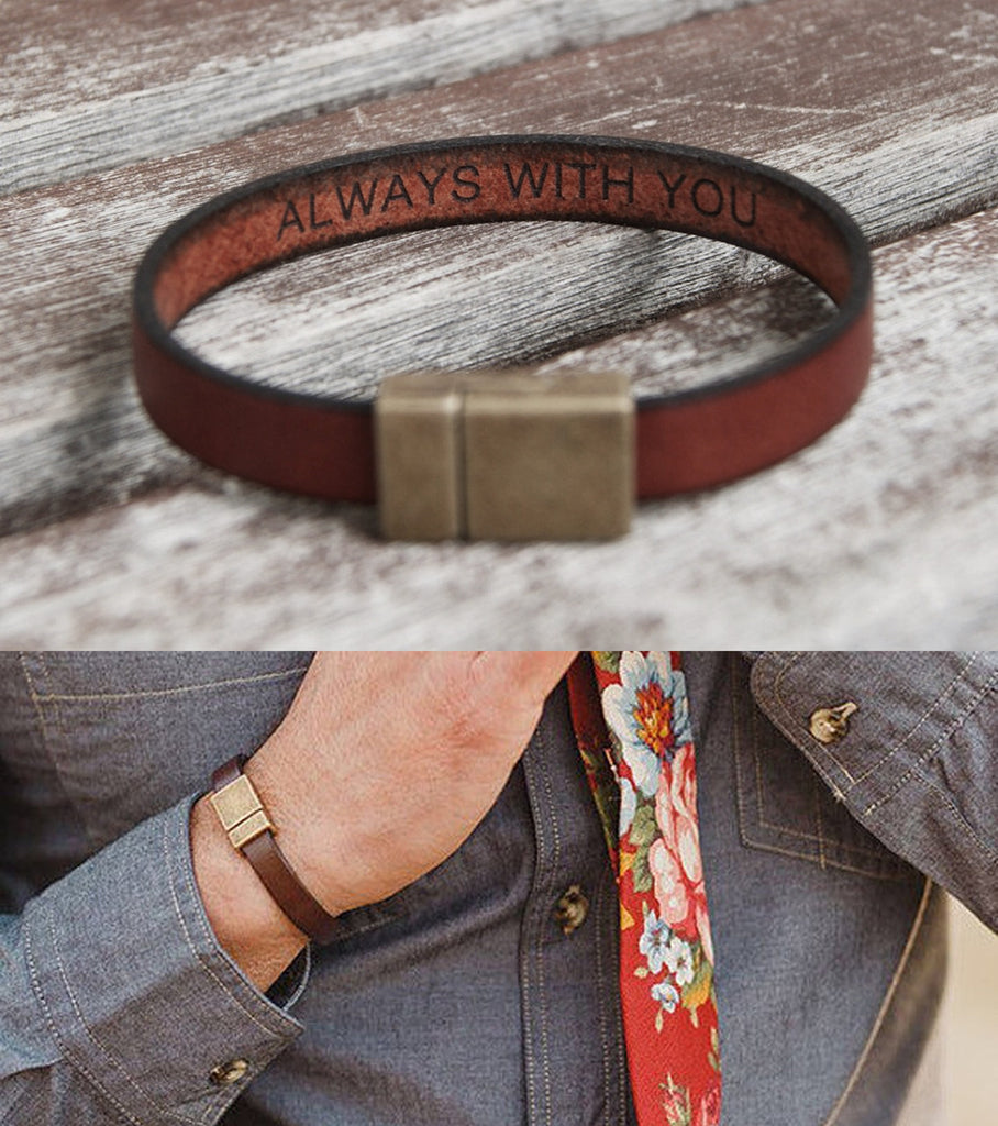 personalized leather bracelet for men boyfriend